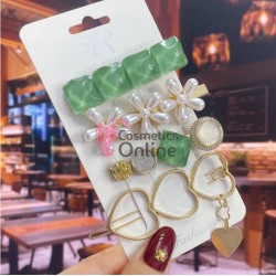 Clema pentru par metalica AGF013KK - Auriu cu Perle si Strasuri, Set 4 bucati